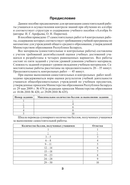 Сборник самостоятельных и контрольных  работ. Алгебра. 8 класс