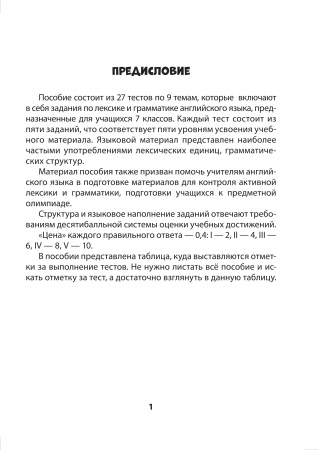 English tests. Form 7. Тематический контроль. 7 класс