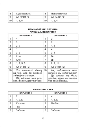Тэматычны кантроль па беларускай мове. 7 клас