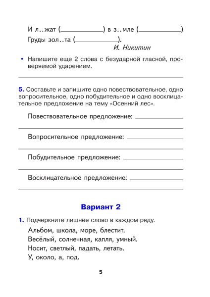 Русский язык. 4 класс. Готовые самостоятельные работы