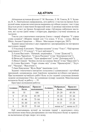 Тэматычны кантроль па беларускай мове. 7 клас