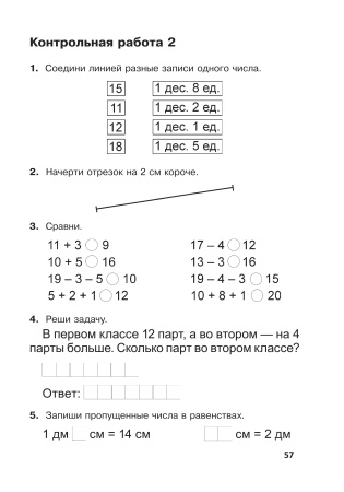 Математика. Самостоятельные и контрольные работы. 1 класс (Вариант 1)